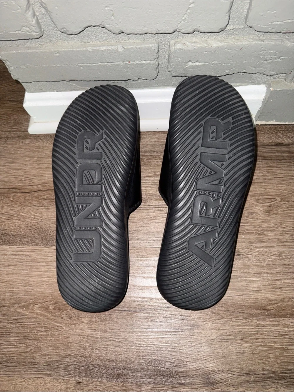 Under Armour Black Slide Sandals with White Logo